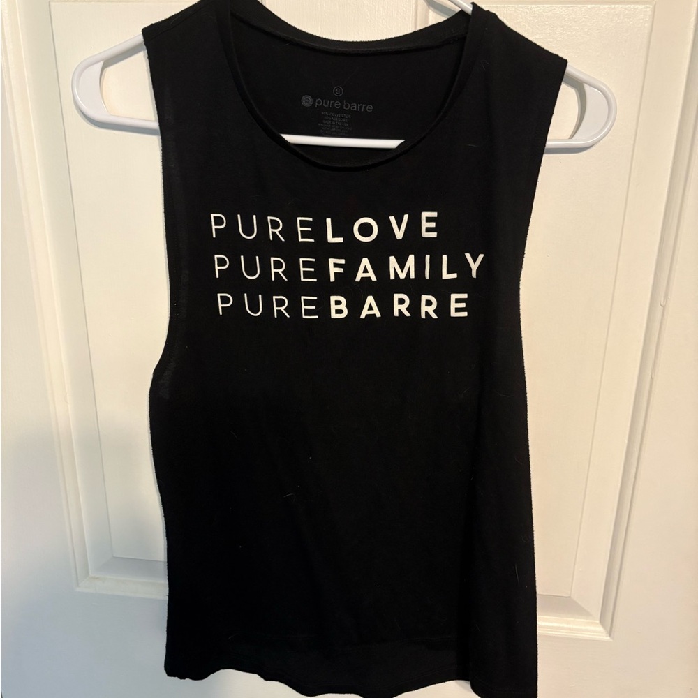 Pure Barre Black Muscle Tee with White Text